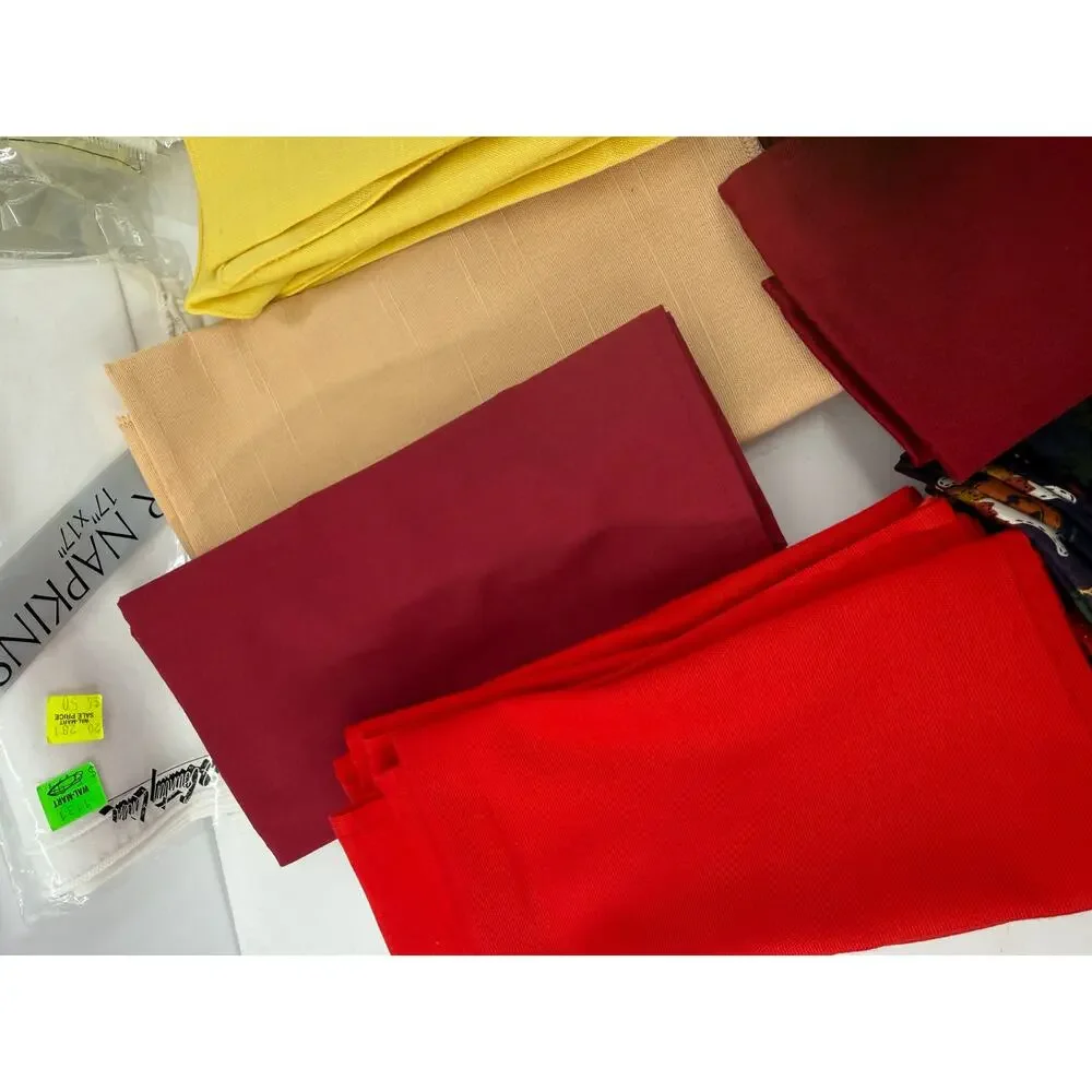 Mixed Cloth Dinner Napkin Lot Basket Liner Table Linens Assorted Colors 50 items